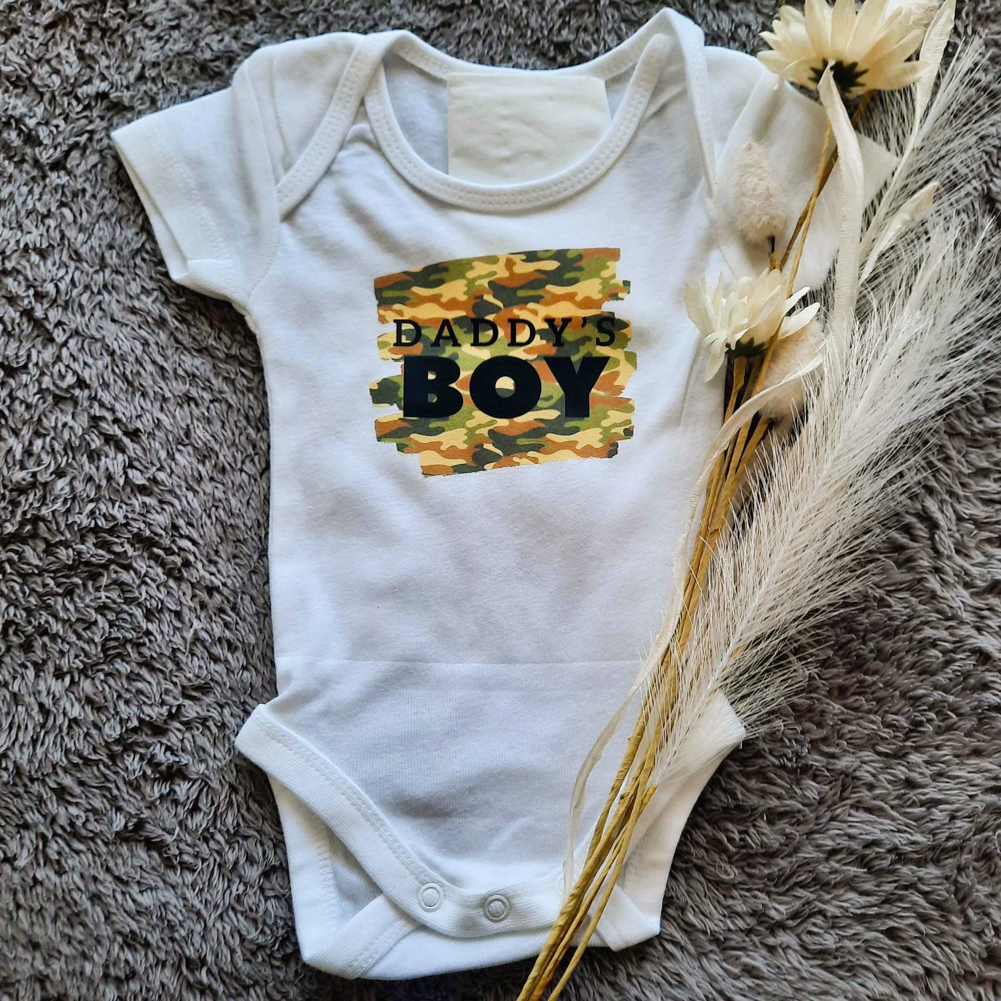 Camo Daddy's or Mama's Boy Onesie