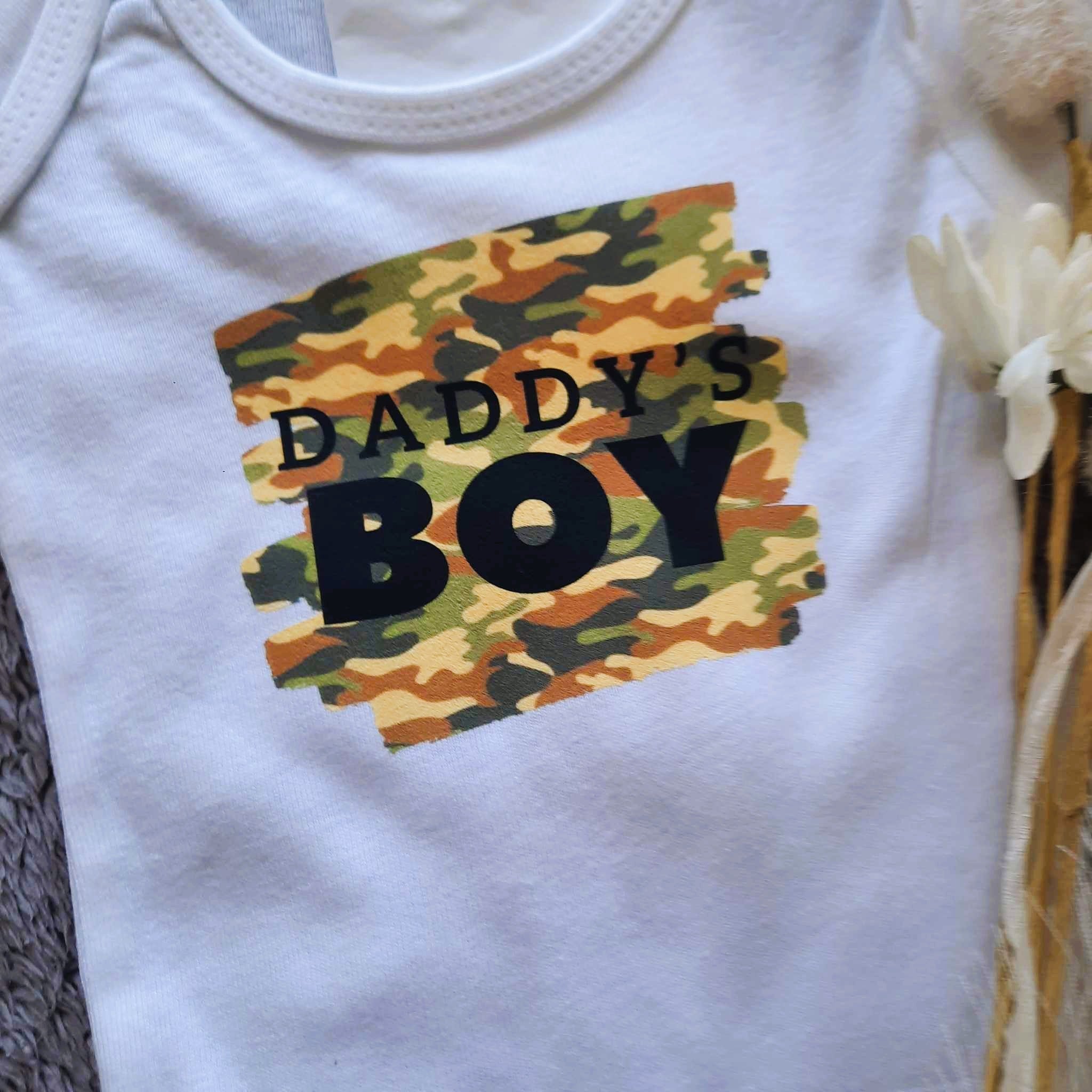 Camo Daddy's or Mama's Boy Onesie