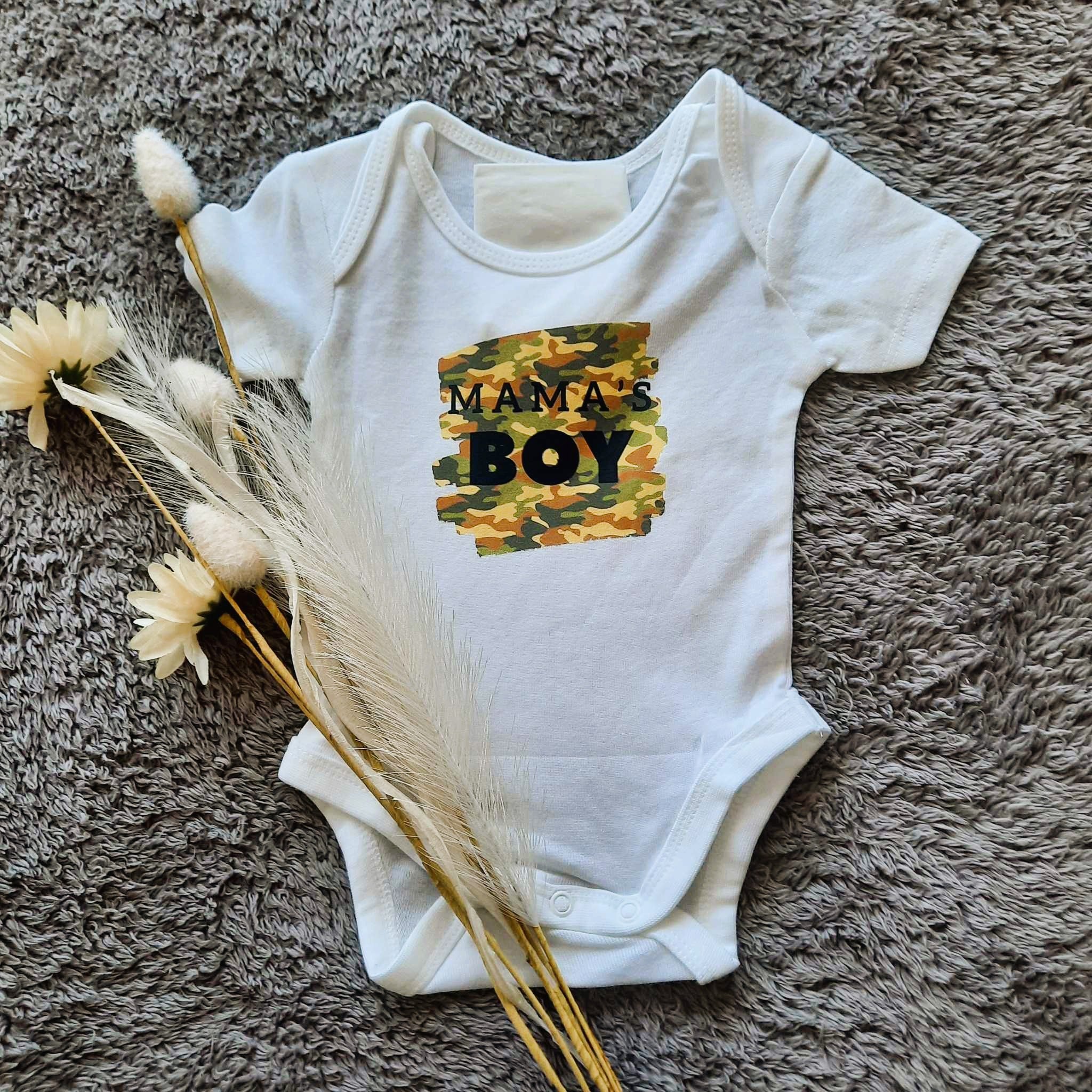 Camo Daddy's or Mama's Boy Onesie
