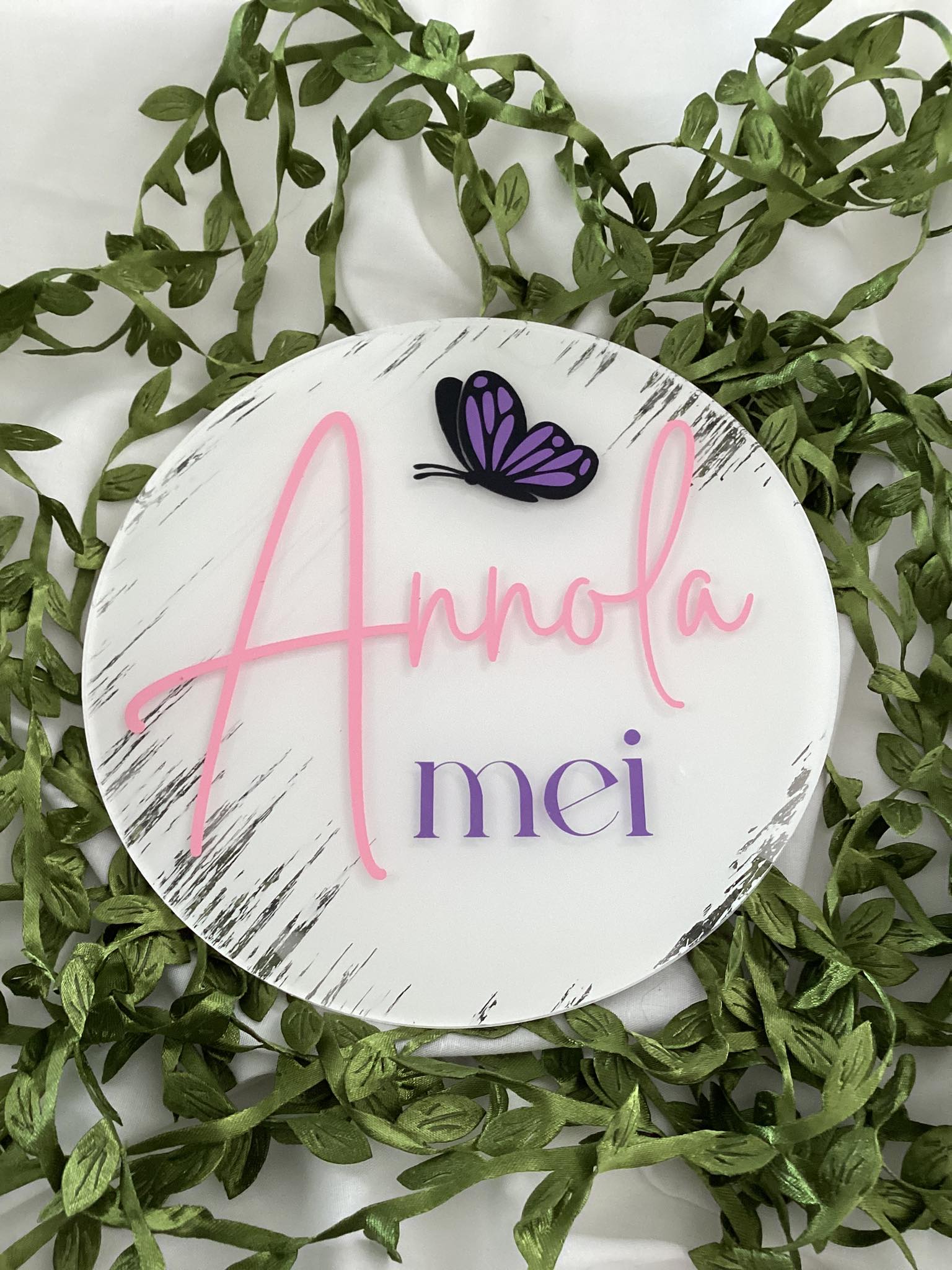 Acrylic Name Butterfly Sign Brushstrokes