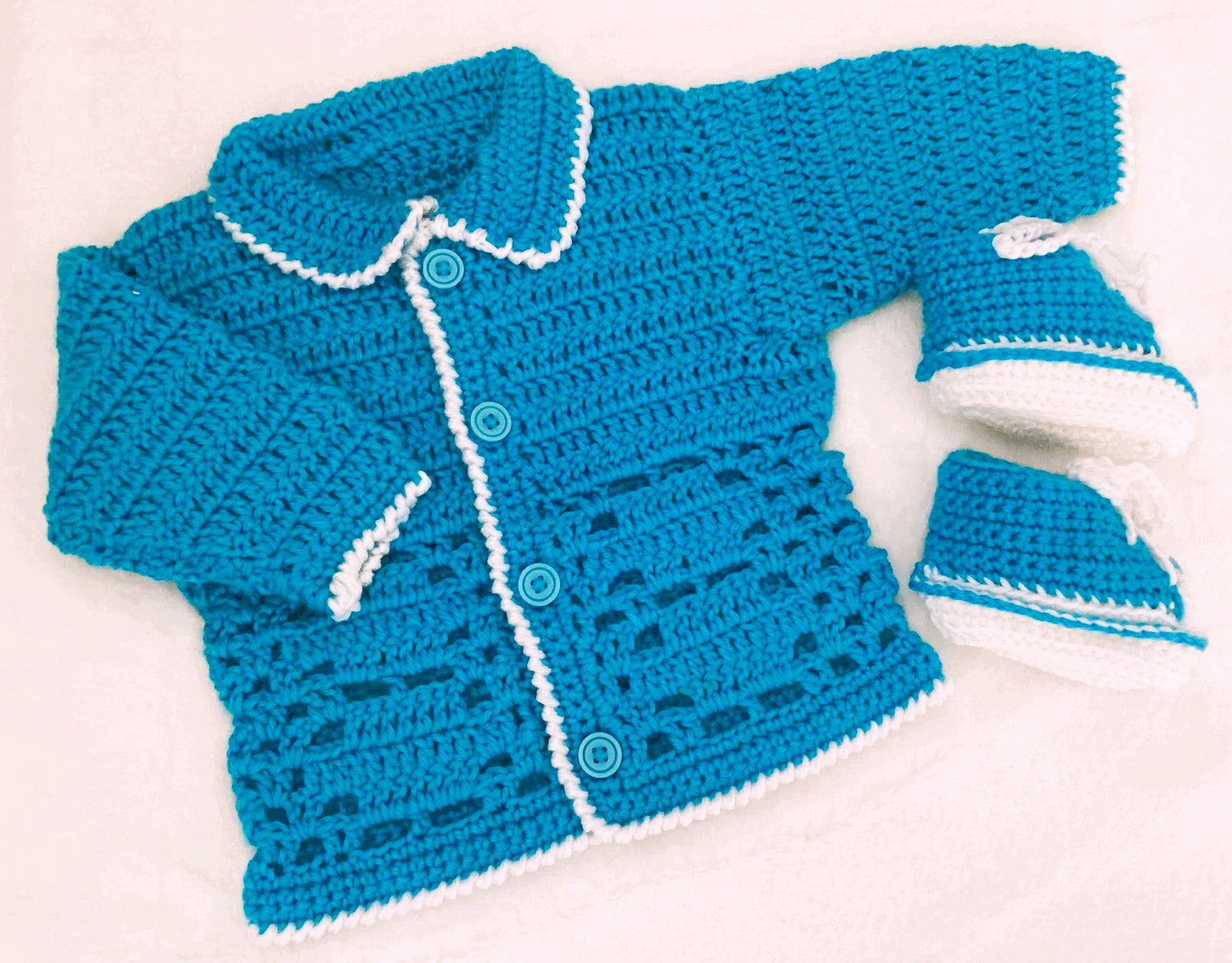 Hand Crochet Jacket and Sneaker Booties Hand Crochet Jacket and Sneaker Booties