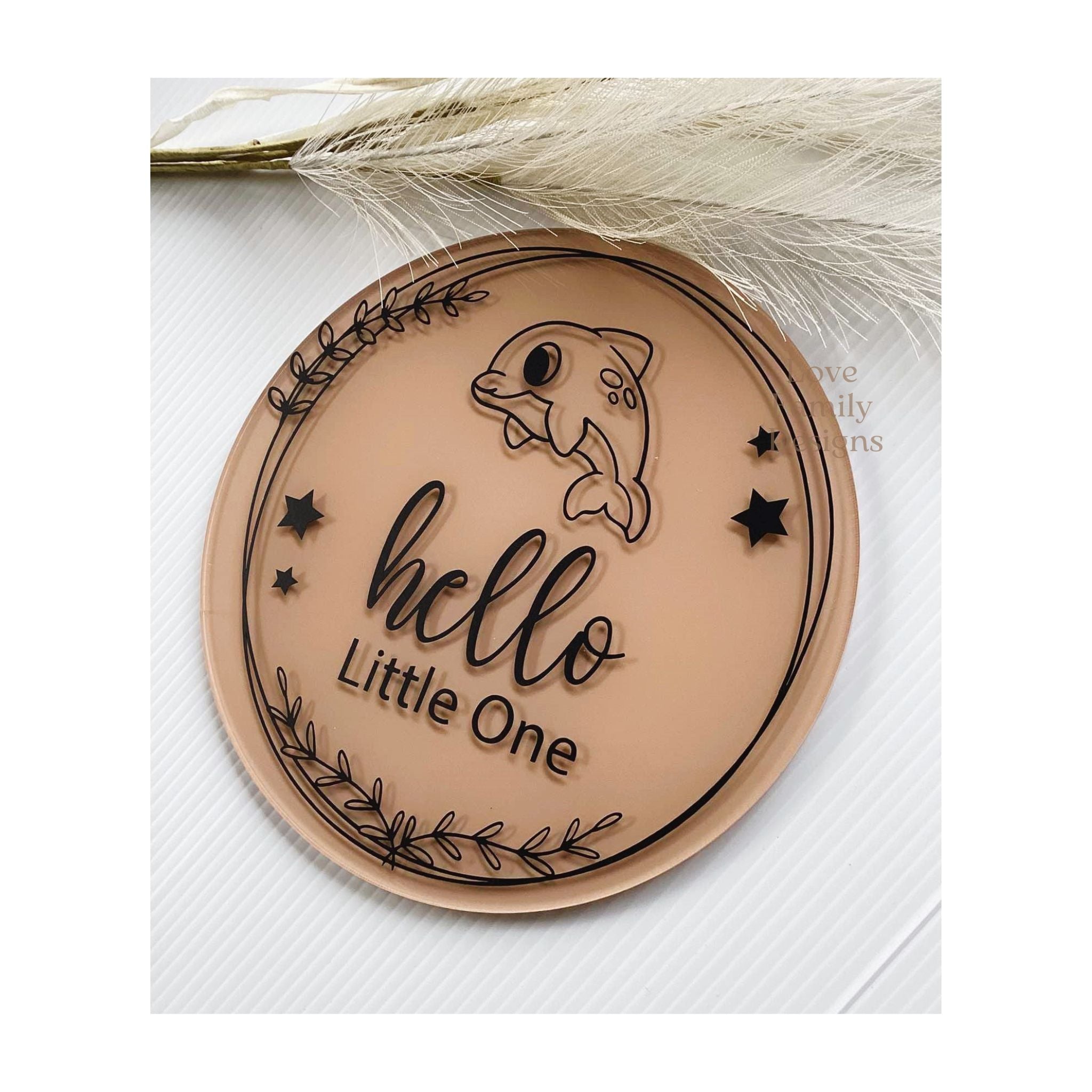 Hello Little One or Personalised Name Animal Acrylic Round Sign