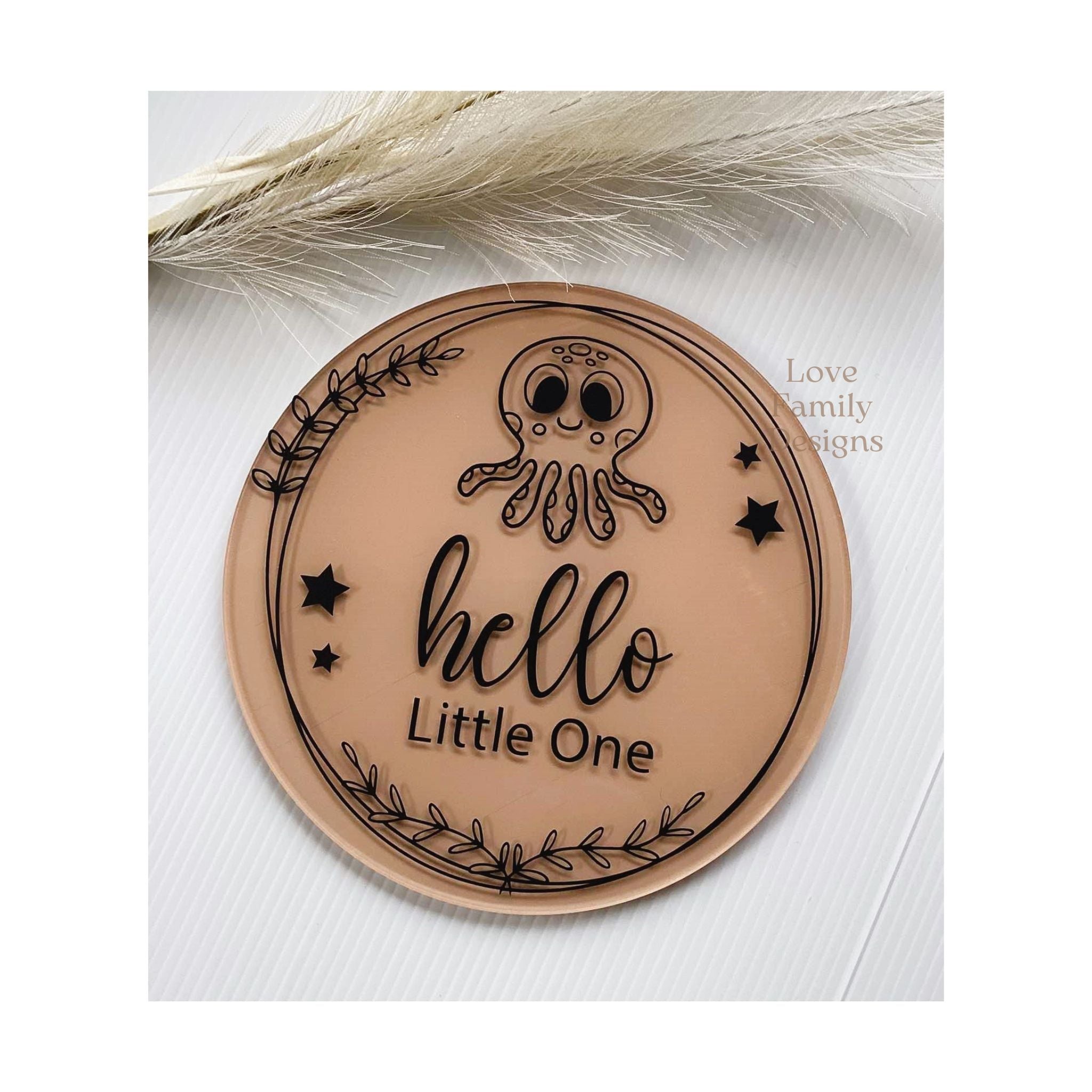 Hello Little One or Personalised Name Animal Acrylic Round Sign