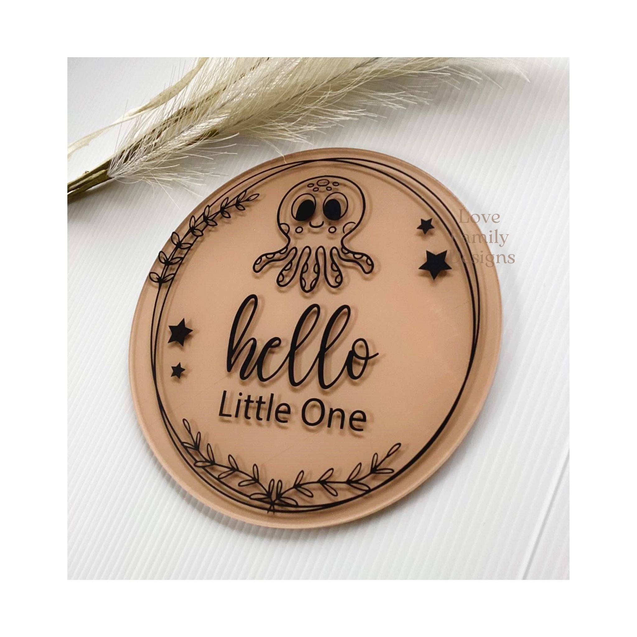 Hello Little One or Personalised Name Animal Acrylic Round Sign