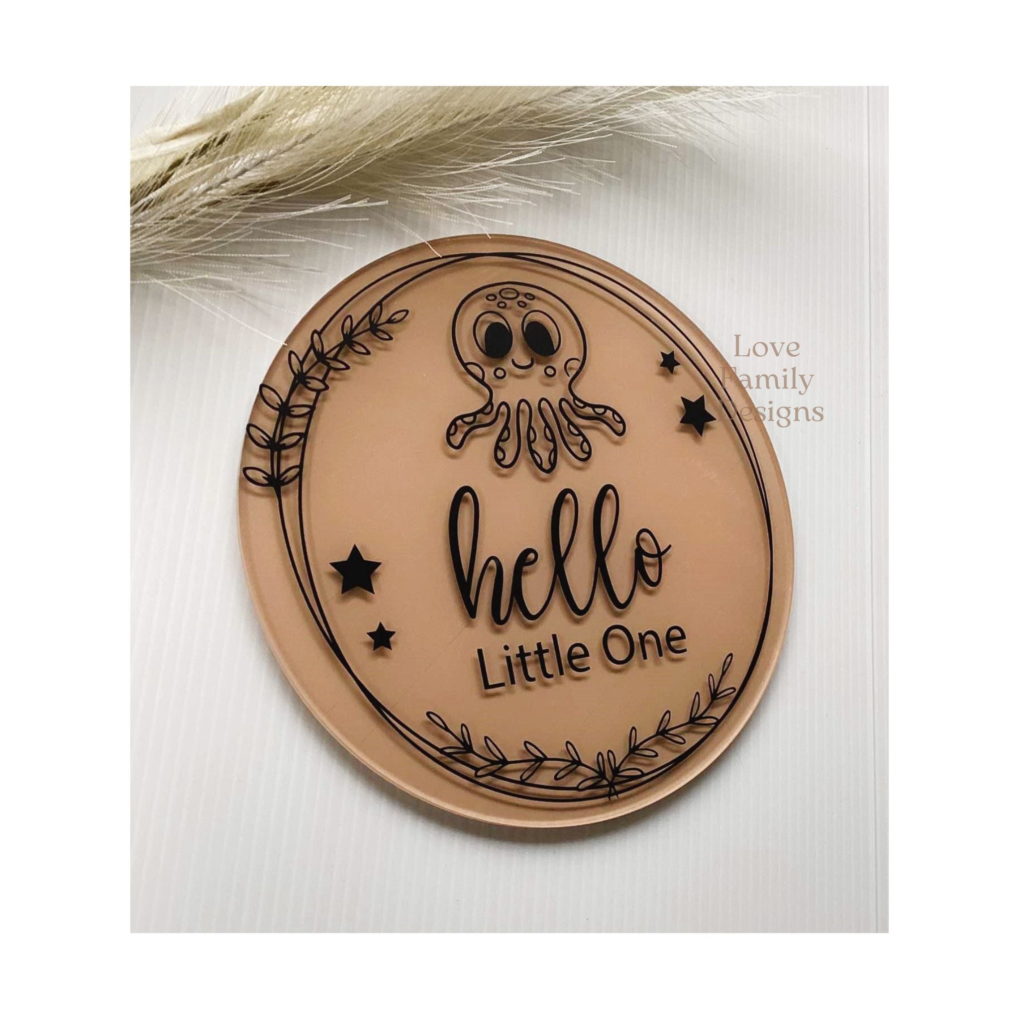 Hello Little One or Personalised Name Animal Acrylic Round Sign