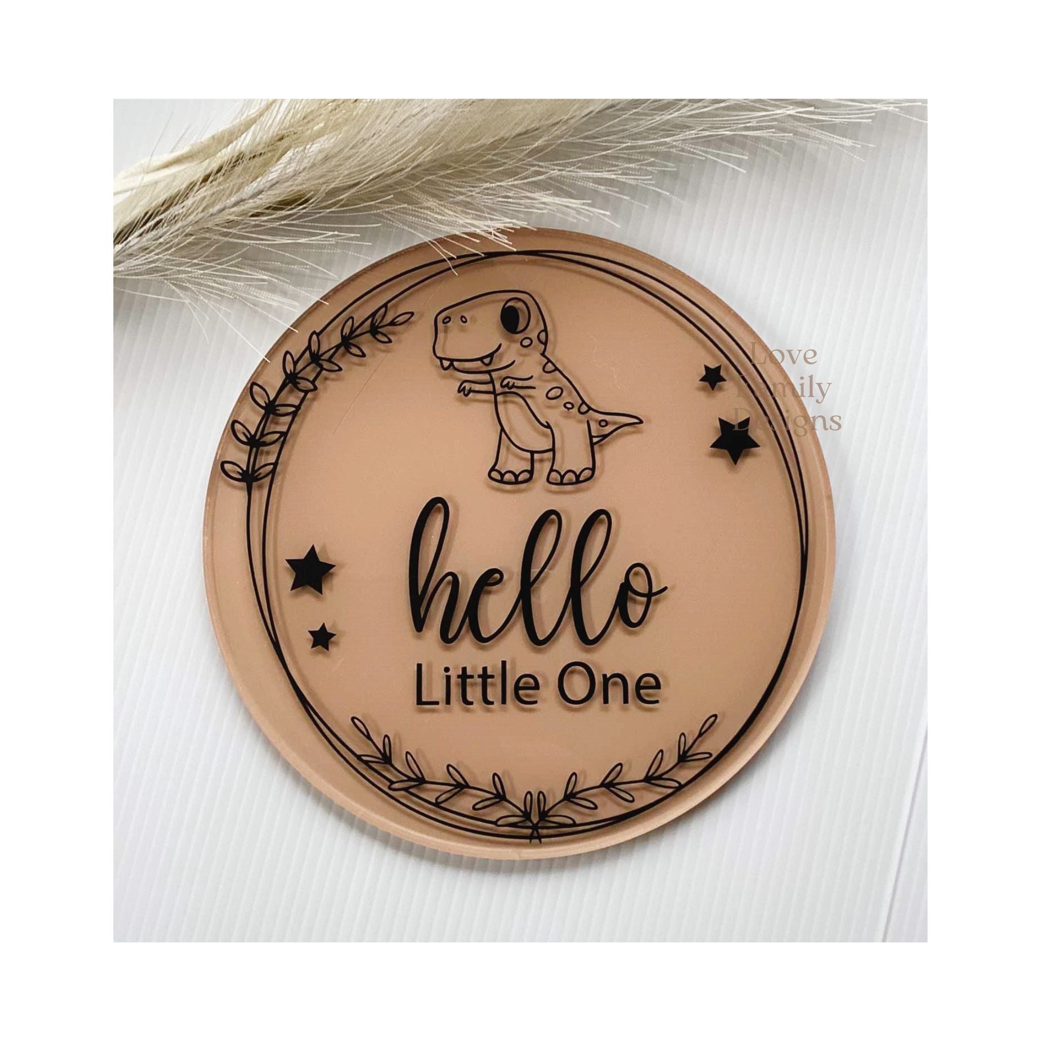 Hello Little One or Personalised Name Animal Acrylic Round Sign