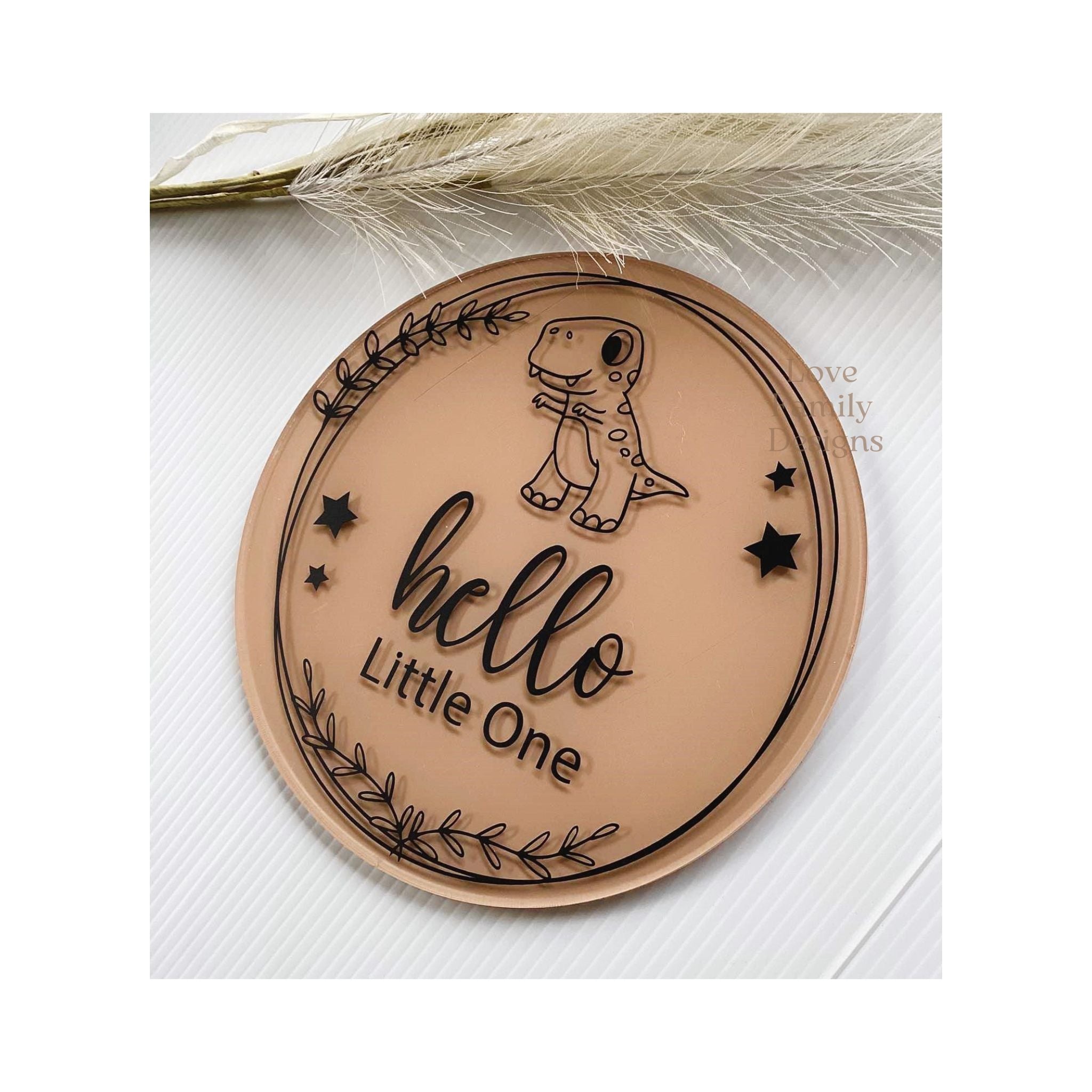 Hello Little One or Personalised Name Animal Acrylic Round Sign