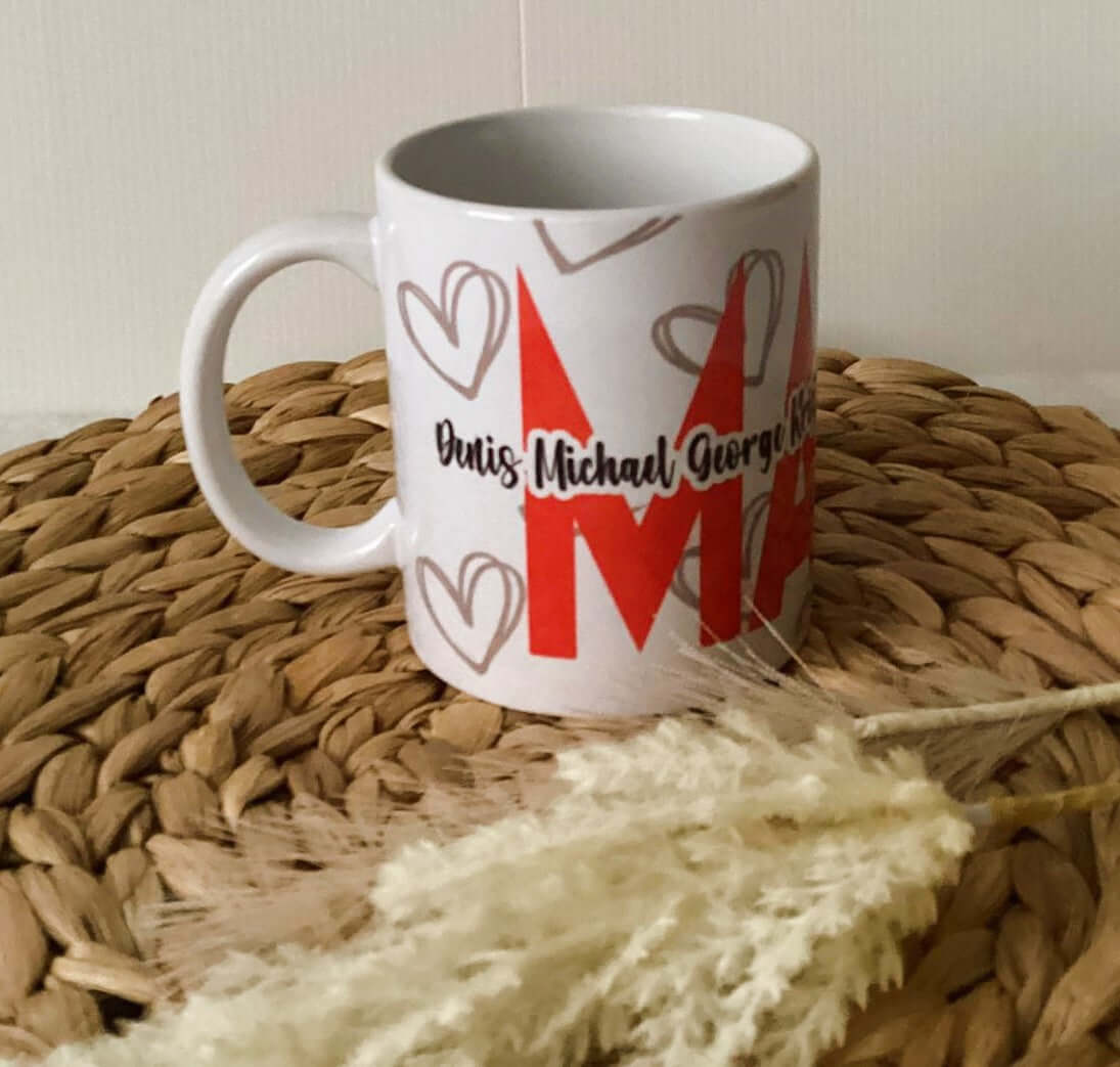 Mama Heart Mug with Childrens Names