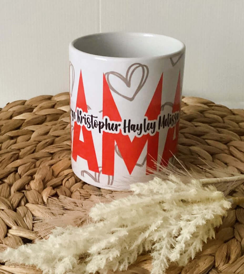 Mama Heart Mug with Childrens Names