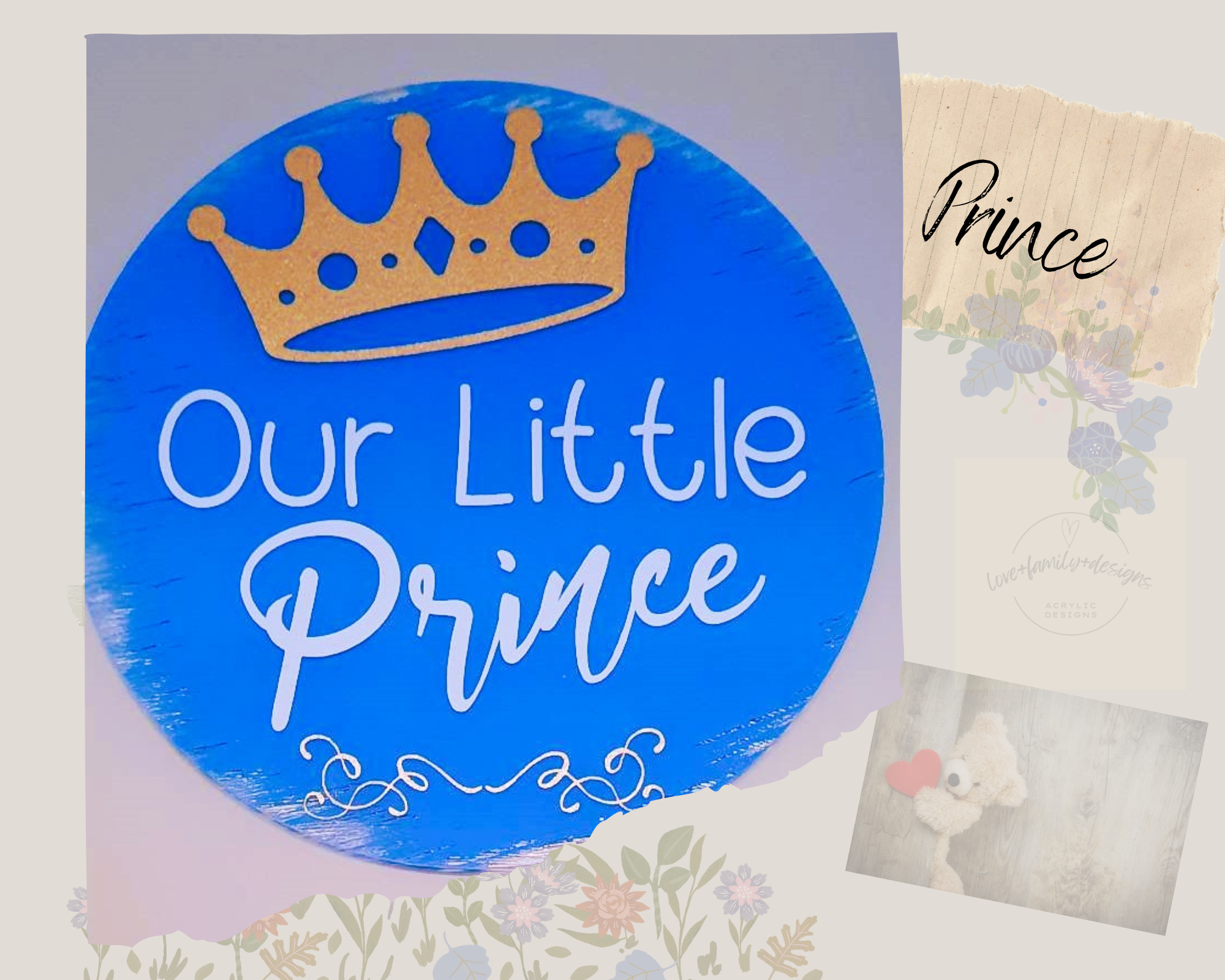 Little Crown Prince Acrylic Decor Design