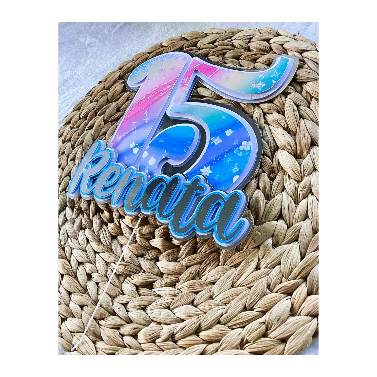 Rainbow Sparkle Cake Topper